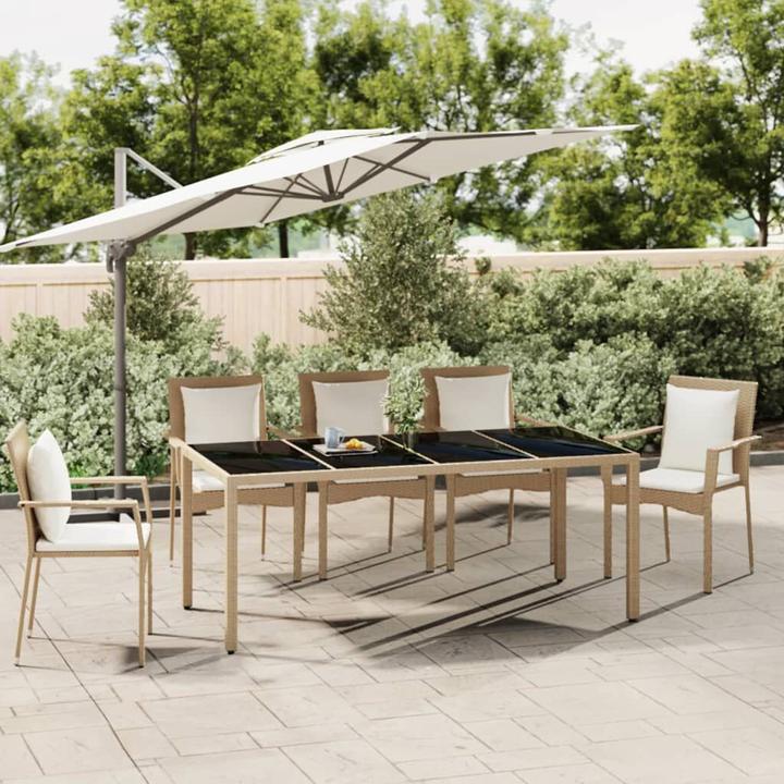 Produktbild vidaXL Gartentisch mit Glasplatte (190 x 90 x 75 cm)