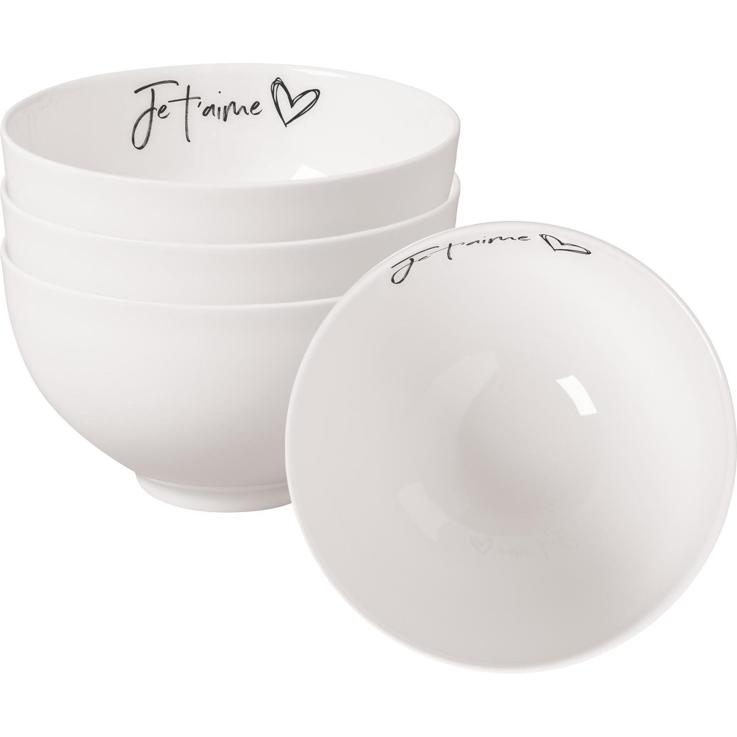 Villeroy & Boch Multipack Statement Bol Je t/"aime - 4 Stück, Schüssel + Schale, Weiss