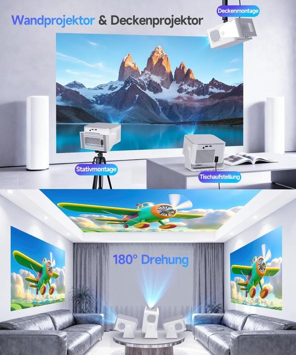 Produktbild Alwtniet Mini Beamer mit Android 14 (Full HD, 600 lm)