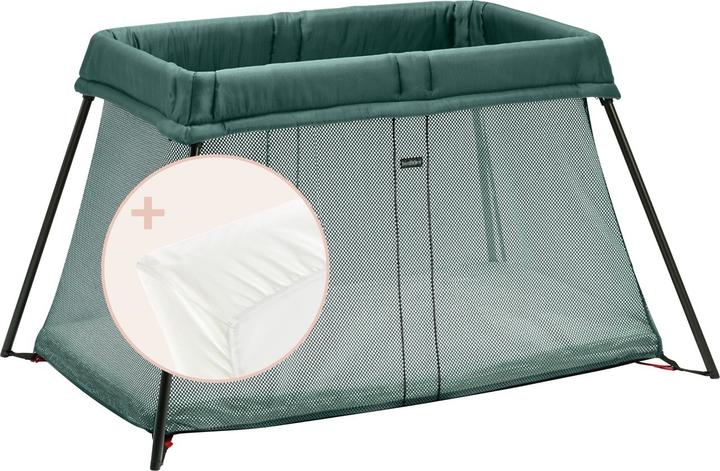 BabyBjörn Travel Crib Light with Sheet, Dark Green