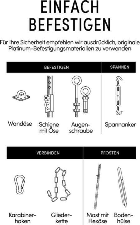 Produktbild Platinum Coolfit Sonnensegel 3-Eck, schwarz Bezug aus 285g/m² Polyethylen (HDPE), 360x360x360 cm (360 x 360 cm)