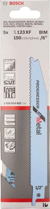 Image du produit Bosch Professional Zubehör Lame de scie sabre S 123 XF Progressor for Metal, pack de 100