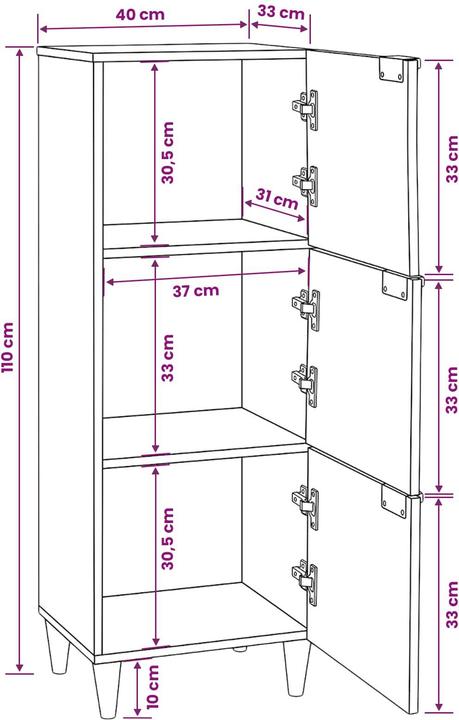Image du produit vidaXL Seitenschrank (40 x 33.50 x 110 cm)