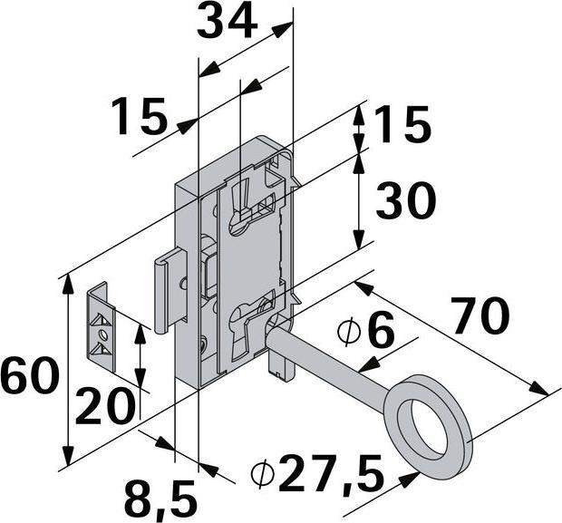 Immagine prodotto Hettich Aufschraubschloss Dornma 15mm, vernickelt