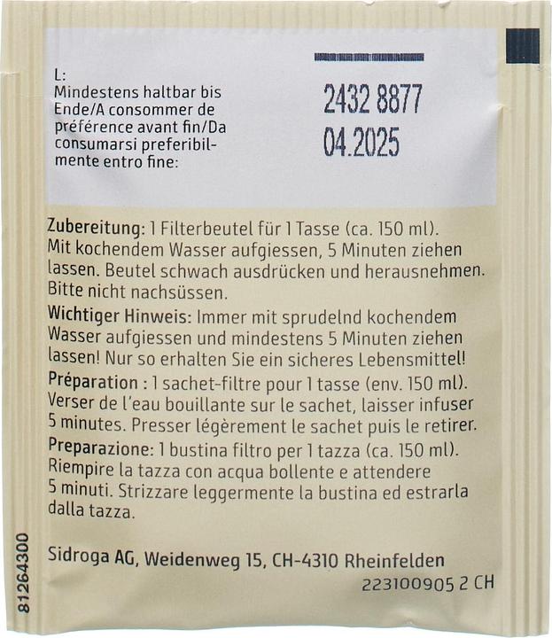 Nährwerte und Zutaten Sidroga Bio Kinder Kräutertee Beutel (26 g)