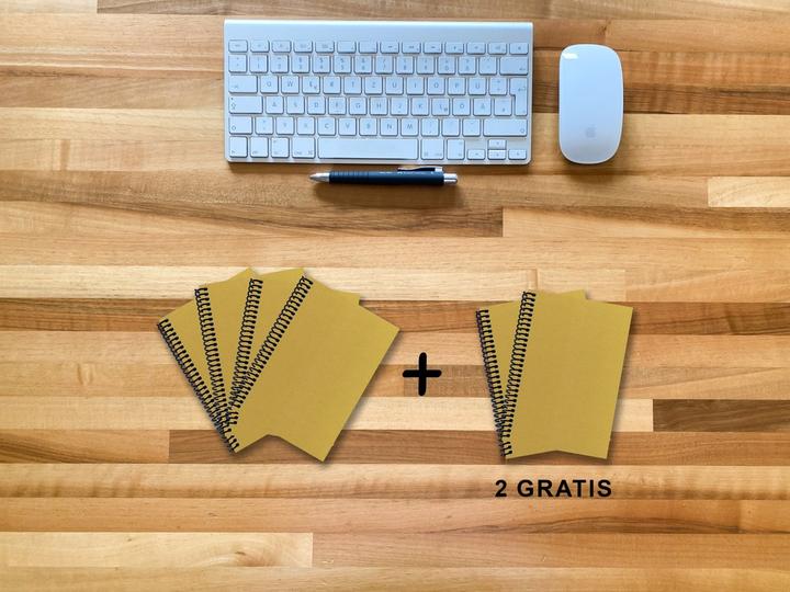 Actual product image A 6 notebook - set, 4+2 free, Luxury 80 pages GOLD GMUND SHIMMER, lined (A6, Lined, Hardcover)