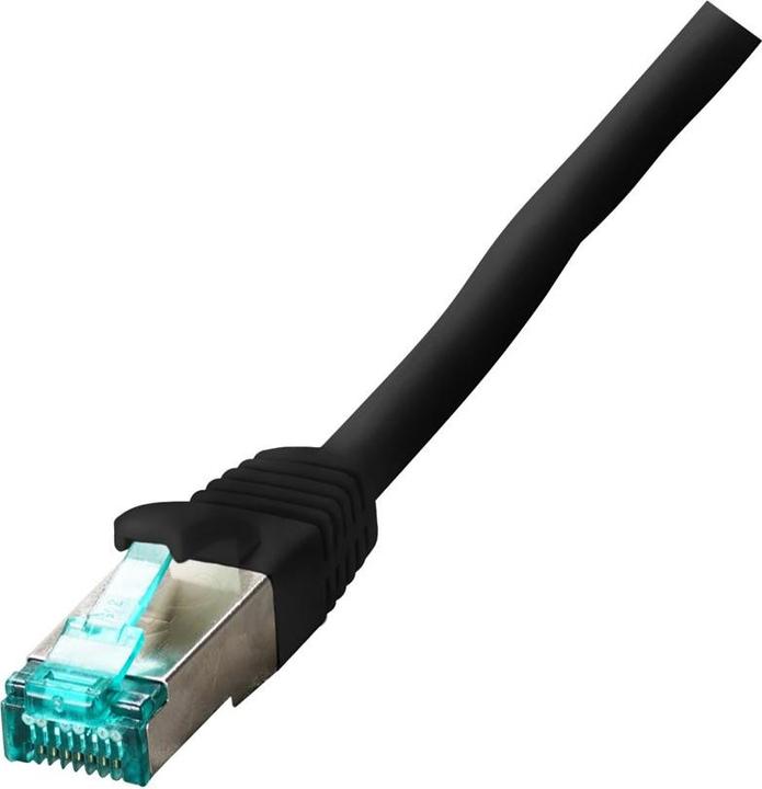 Actual product image EFB Elektronik RJ45 patch cable S/FTP, Cat.6A, LSZH, angled 90° at one end, 2m, black (S/FTP, CAT6a, 2 m)