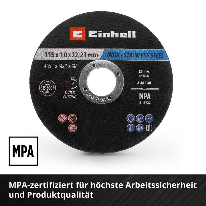 Image du produit Einhell Trennscheiben, 711525, 115x1,0 mm, 10 Stück
