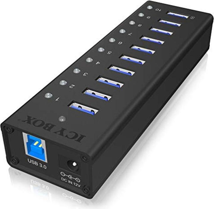 Produktbild Icy Box USB Hub High-Speed & Pug Play Connection ,IB-AC6110 (USB-B, 10 Ports)