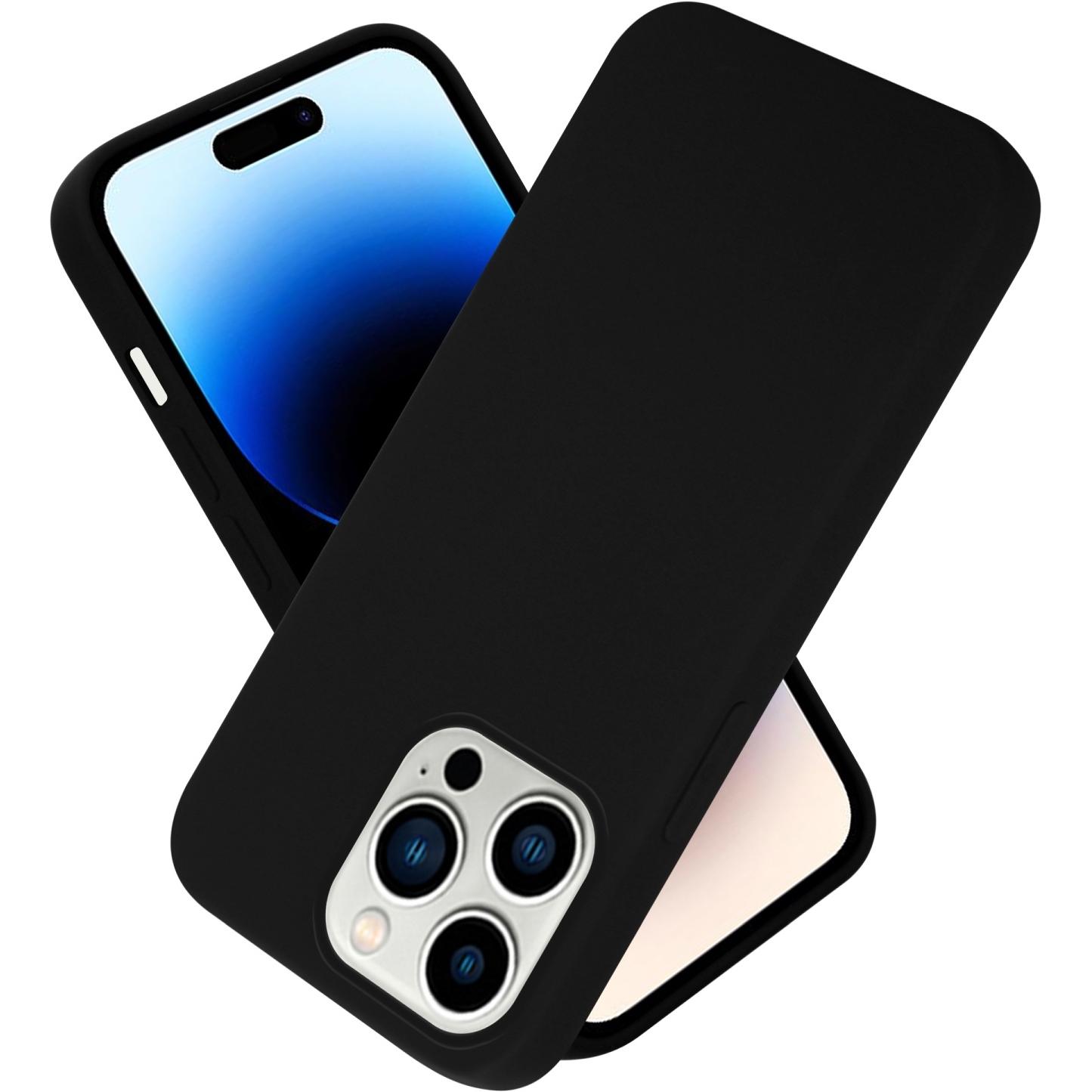 Cadorabo Hülle für Apple iPhone 14 PRO im TPU Liquid Silicone Case Style (Apple iPhone 14 Pro), Smartphone Hülle, Schwar...