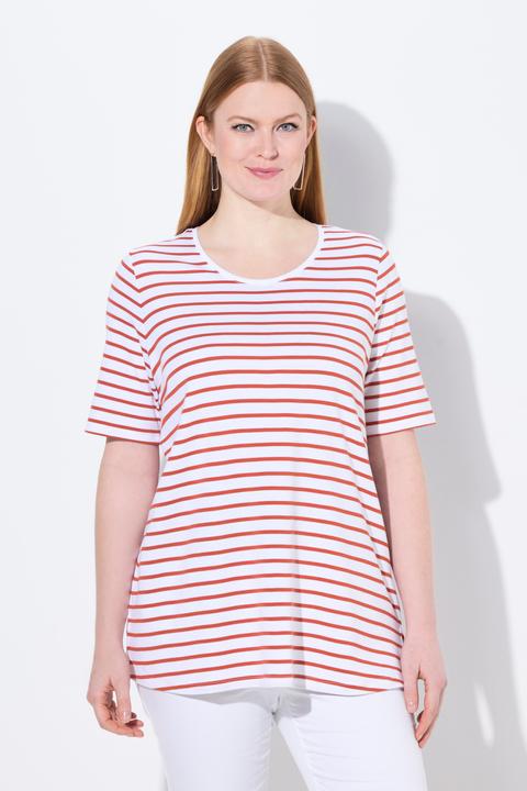 Produktbild Ulla Popken Ringelshirt, A-Linie, Rundhals, Halbarm, Pima Cotton (50, 52)