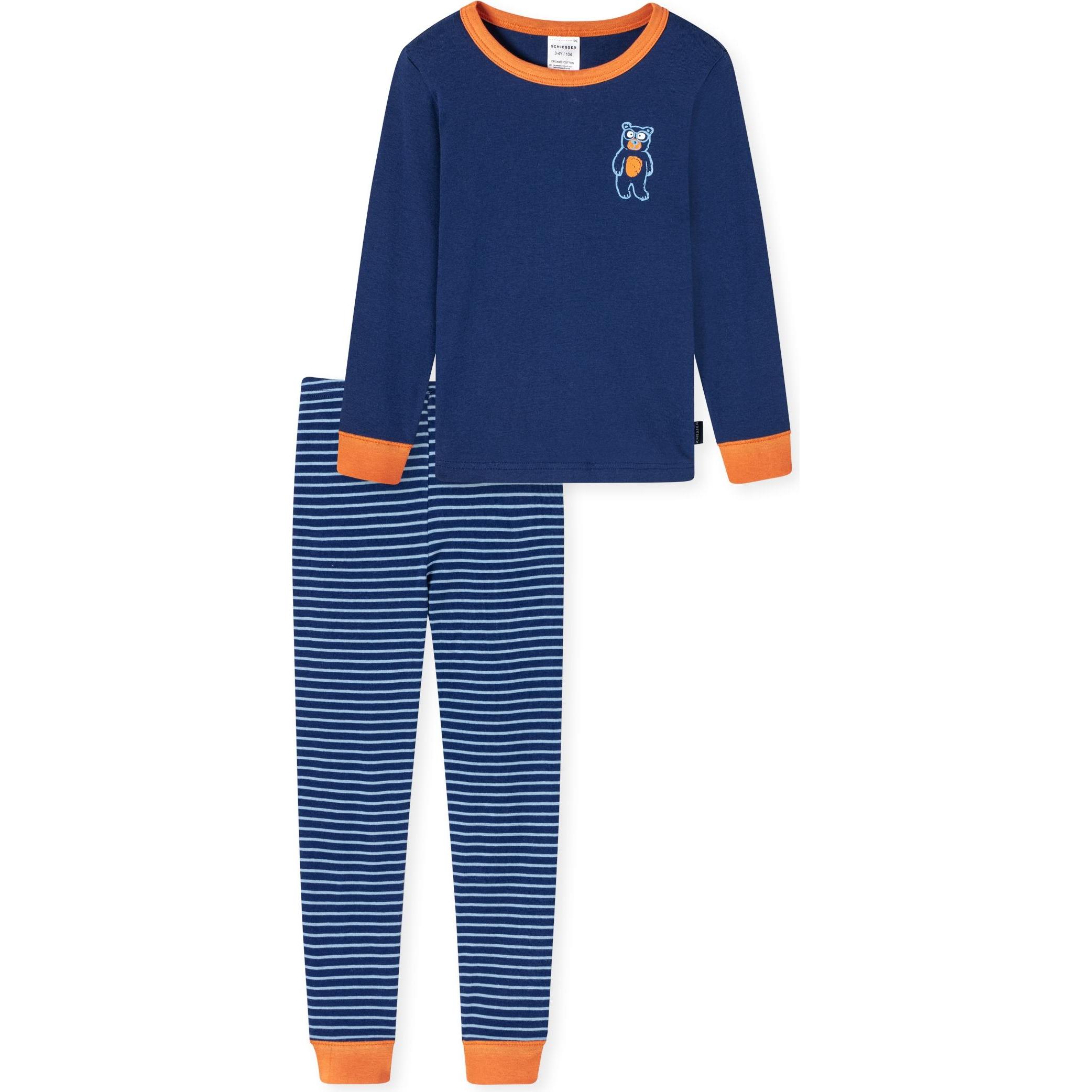 Schiesser, Jungen, Pyjama, Natural Love Organic Cotton Schlafanzug, Blau, (92)
