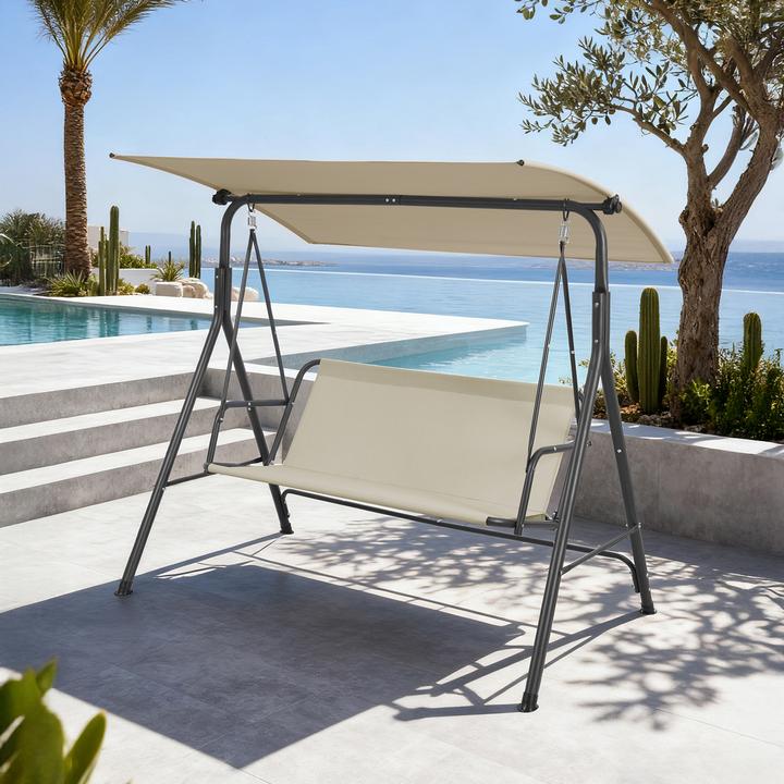 En.Casa Hollywoodschaukel Satten 3-Sitzer 173x119x153 cm Grau/Beige