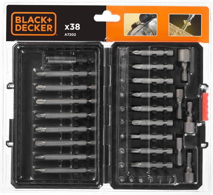 Actual product image Black & Decker Screwdriver bit set, 38 pieces (Cross Phillips PH M1, Cross Phillips PH M2, Cross Phillips PH M0, Cross Pozidriv PZ M1, Cross Pozidriv PZ M2, Cross Phillips PH M3, Cross Pozidriv PZ M3, Hexagon socket TX M10, Hexagon socket TX M15, Hexagon socket TX M20, Hexagon socket TX M25, Hexagon socket TX M30)