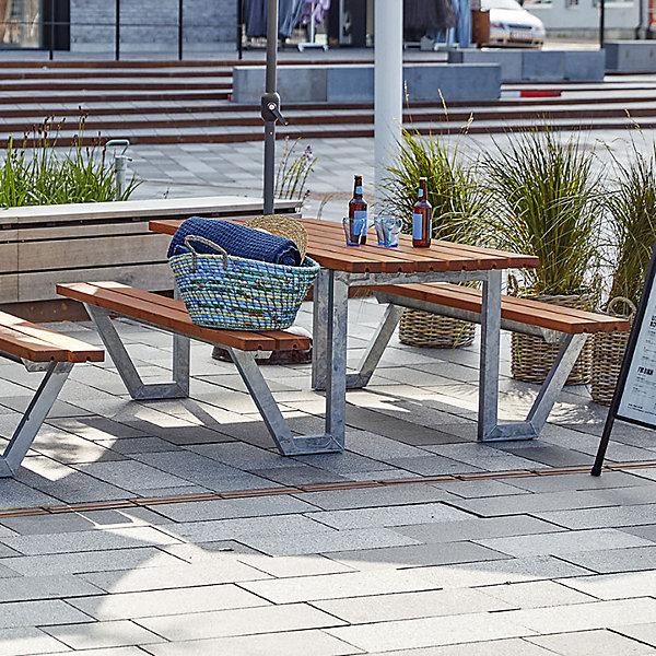 Image du produit Plus Garten Ensemble banc et table pour 6 personnes, bois de conifères certifié, teck. (76 cm)