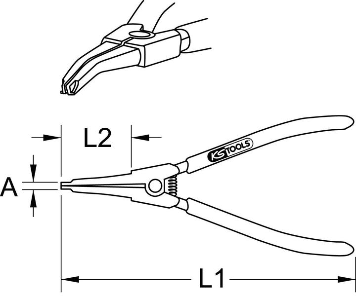 Image du produit KS Tools Pince pour clips soufflet rotule, inclinée (210 mm)