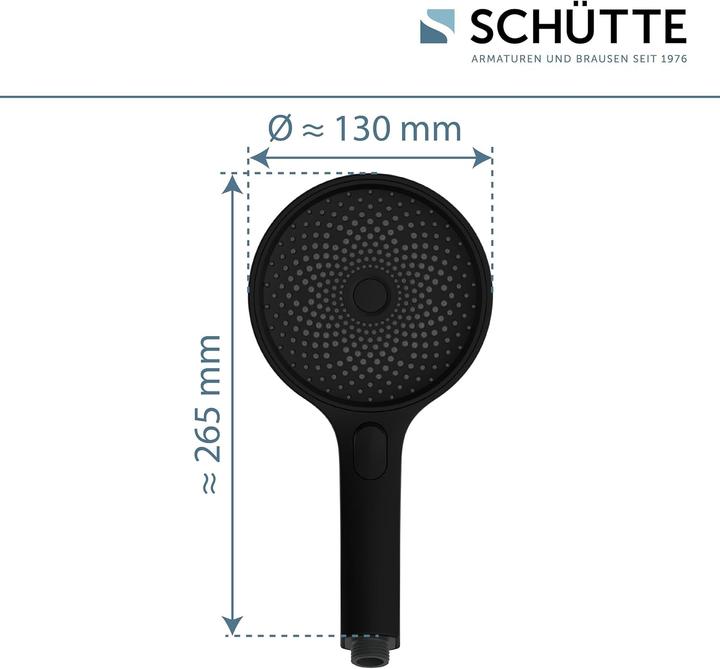 Actual product image Schütte Shower head Bathroom SAMOA RAIN Hand shower Black matt Water-saving seal 60953 (3 Beam types)