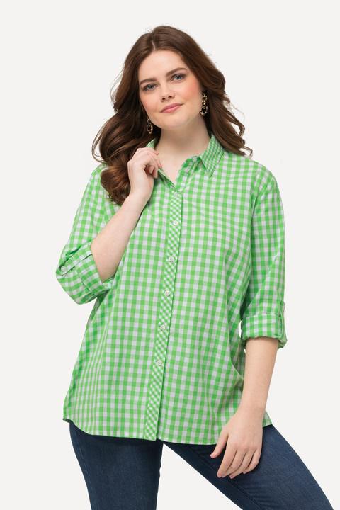 Immagine prodotto Ulla Popken Camicia a quadri con colletto da camicia, maniche lunghe e linguetta per risvolto (50, 52)