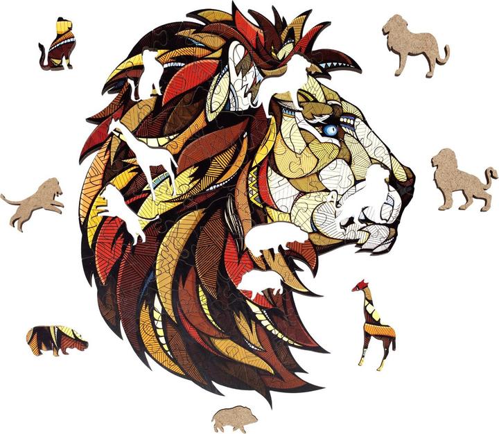 Image du produit Eco Wood Art Puzzle en bois M - Lion (Dans une boîte en bois) (100 pièces)