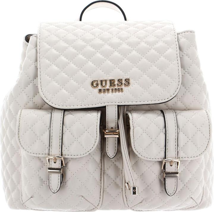 Guess Adam Flap, Polyurethane, Textile Backpack, Stone, For Women