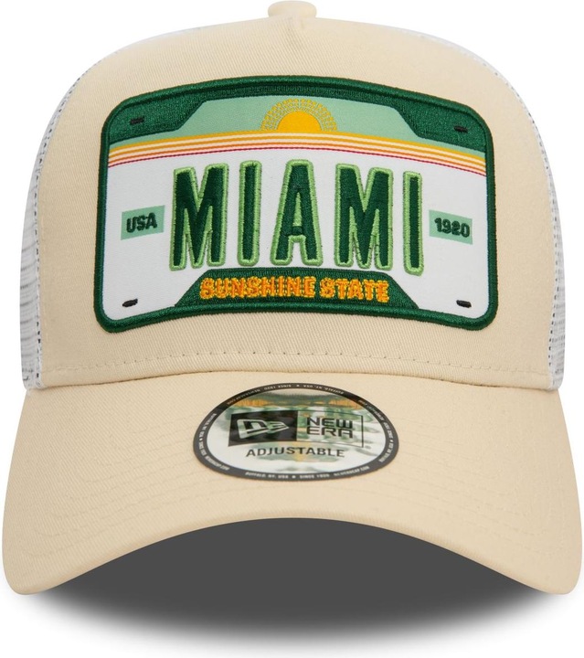 Actual product image New Era A-Frame Mesh Trucker Cap - MIAMI STATE PLATE