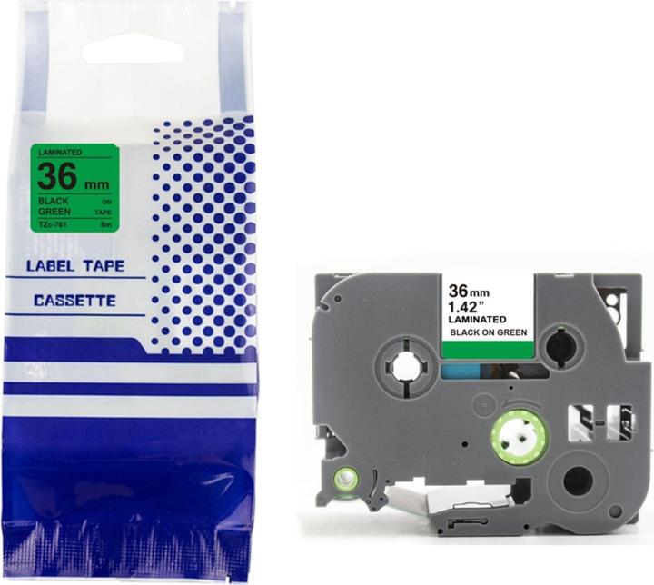 Hermex Alternatives Etikettenband zu Brother TZe-761 Beschriftungsband (3.60 cm, Black, Green)