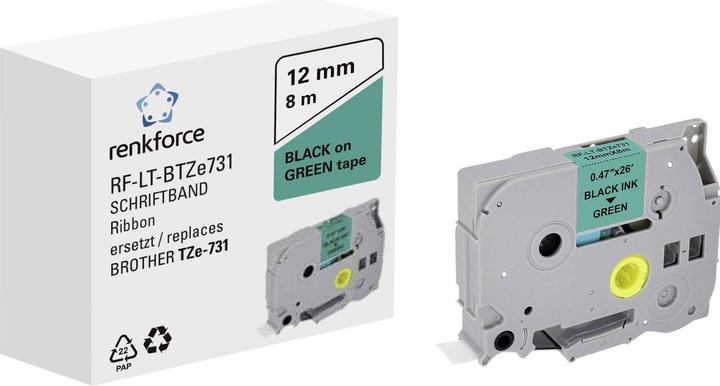 Actual product image Renkforce RF-LT-BTZe731 Compatible ribbon replaces Brother TZe-731 12 mm B (1.20 cm, Grey)