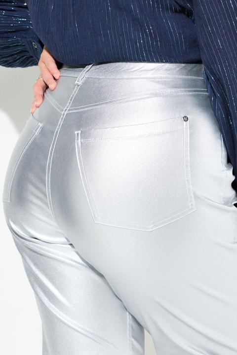Produktbild Ulla Popken Mom-Jeans, Silber-Coating, Komfortbund, 5-Pocket-Hose (54)