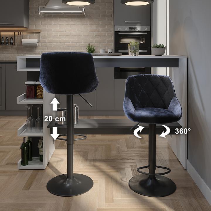 Produktbild Vicco Barhocker 2er Set Sena, Schwarz, 38.5 x 84 cm