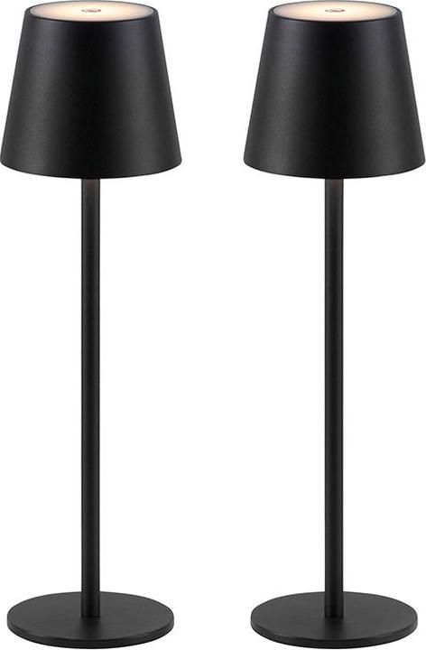 Just Light LED Tischleuchte Akku 2er Set Up & Down Lichtaustritt, USB, Dimmbar Touchdimmer (320 lm)