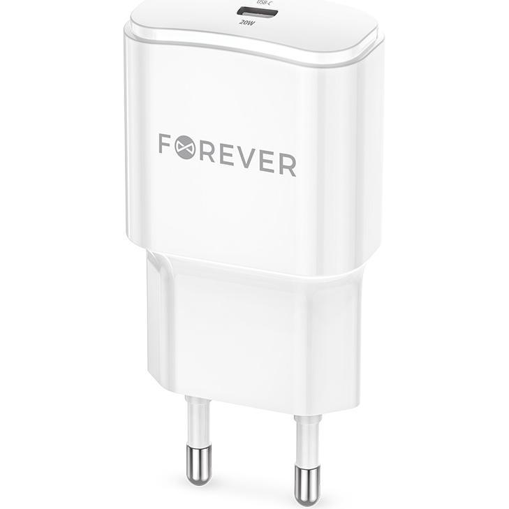 Thumbnail - Forever TC-01 PD QC Ladegerät 1x USB-C 20W weiss (20 W), USB Ladegerät, Weiss