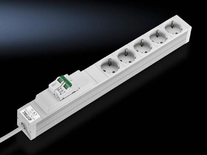Actual product image Rittal Socket strips in aluminum channel (5 x, CEE 7/3, 2 m)