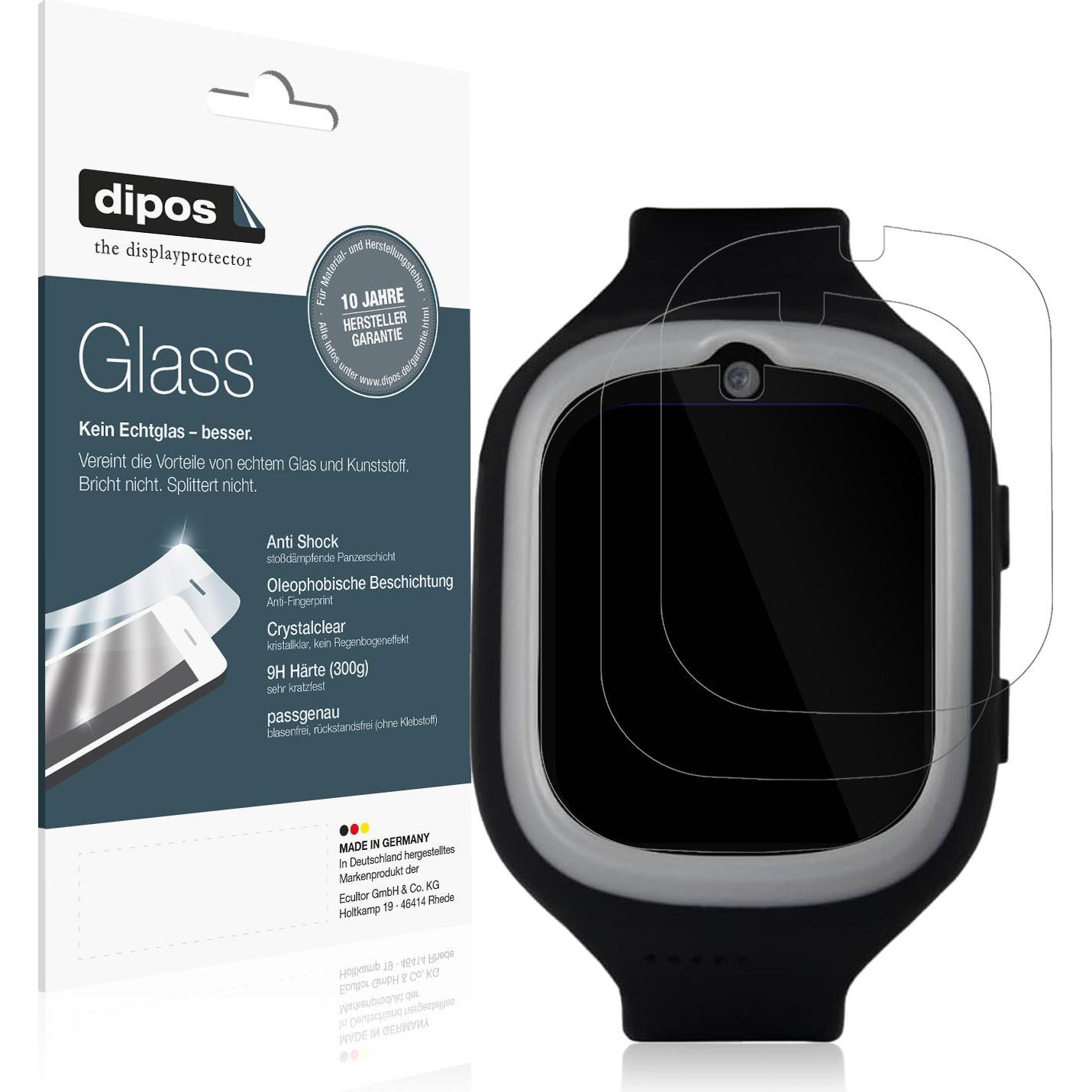 Dipos Anti-Shock Displayschutz 9H, Smartwatch Schutzfolie, Transparent