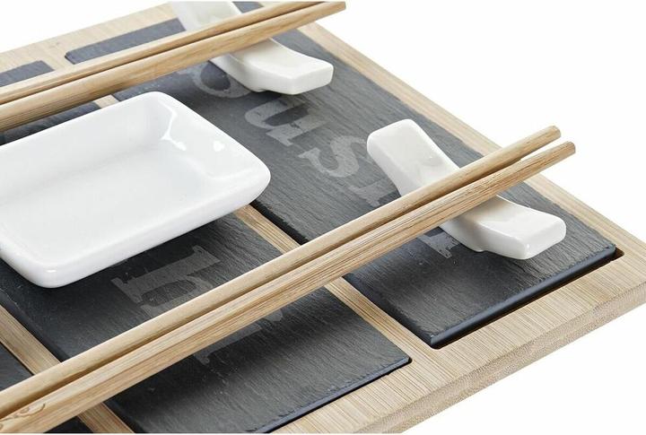 Produktbild DKD Home Decor Sushi-Set Bambus Tafel Schwarz natürlich Orientalisch 25 x 19 x 3 cm (2 Stück)