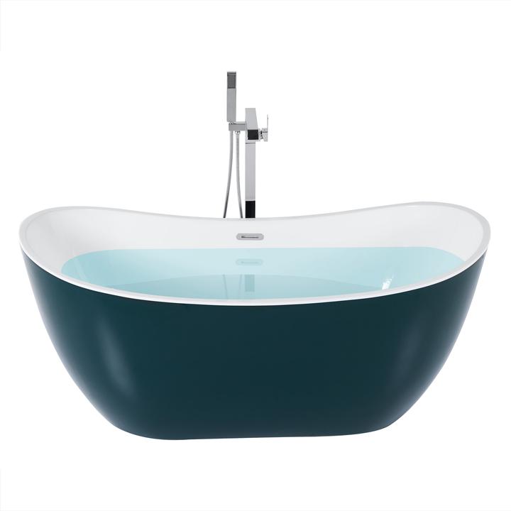 Actual product image Beliani Bathtub freestanding blue green oval 170 x 77 cm ANTIGUA (240 l, 170 cm, 170 cm)