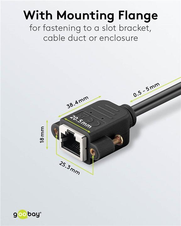 Produktbild Goobay CAT 6A Verlängerungskabel, S/FTP PiMF, schwarz (S/FTP, CAT6a, 0.50 m)