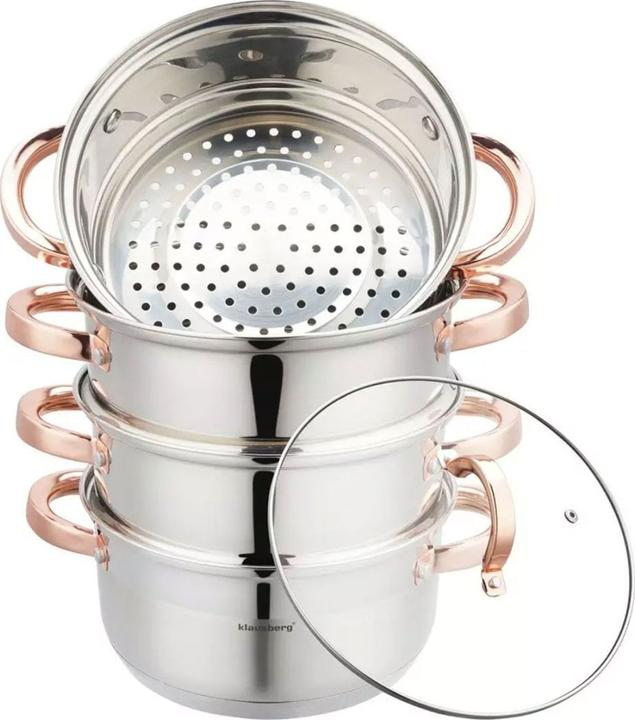 Klausberg 7730 - stoompan - 5 delig - 20cm - rvs - alle warmtebronnen (20 cm, Pentola, Acciaio inossidabile)