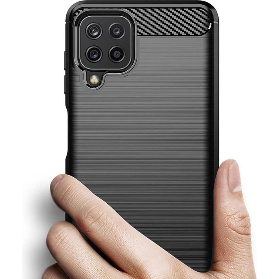 Thumbnail - Screenguard Samsung Galaxy A22 4G Hülle Carbon Brushed Soft TPU (Samsung Galaxy A22), Smartphone Hülle, Schwarz