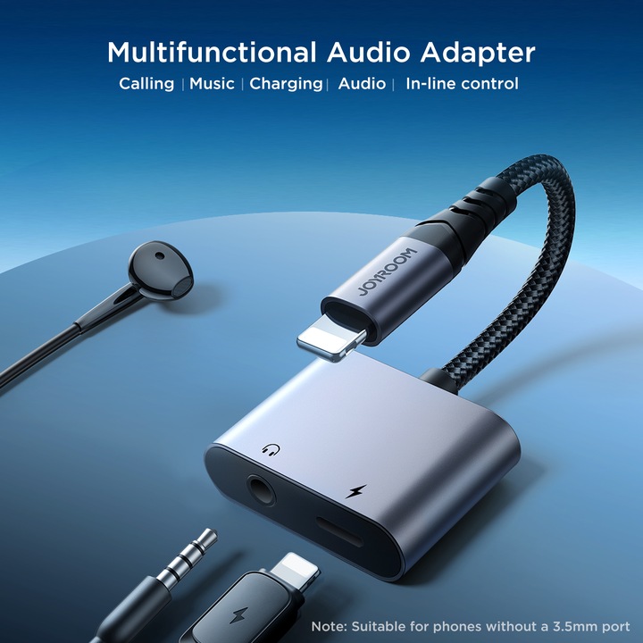 Image du produit Joyroom SY-L01 Adaptateur DAC Lightning vers Lightning / mini jack 3,5 mm 2en1 - noir (Lightning, Jack 3.5mm)