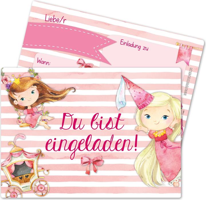 Papierdrachen 12 Einladungskarten zum Geburtstag – Prinzessin (12 Stk.)