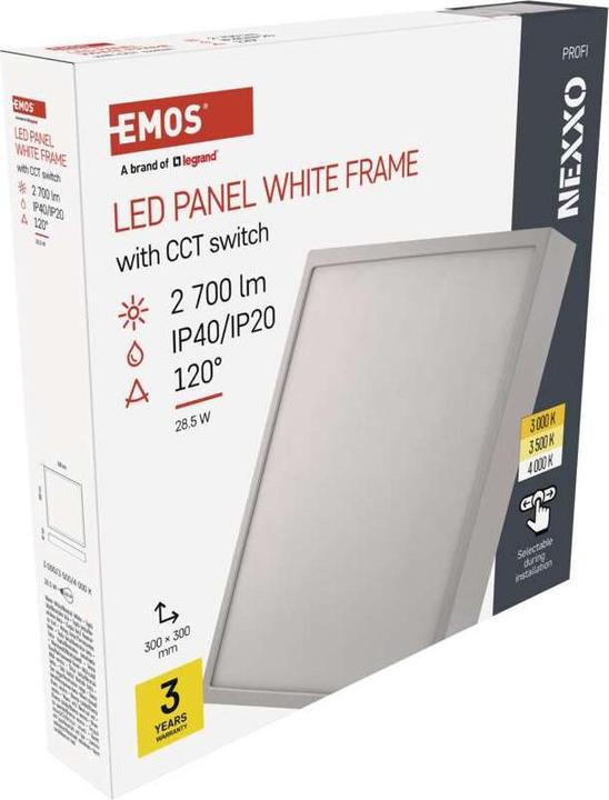 Actual product image Emos Surface-mounted LED light NEXXO, square, white, 28.5W, with CCT change (2700 lm)
