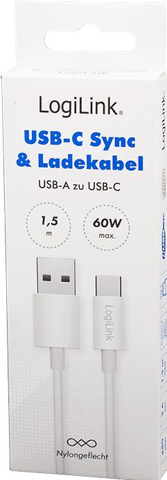 Produktbild LogiLink USB A – USB C (1.50 m, USB 2.0, 60 W)
