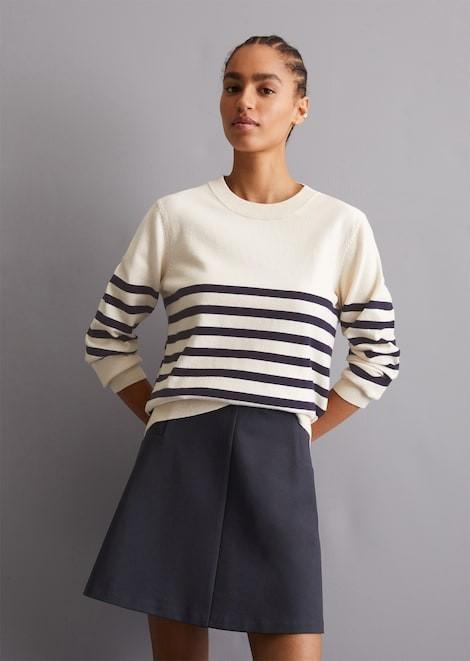 Produktbild Marc O'Polo Jeanspullover mit Rundhalsausschnitt und Streifen (XS)