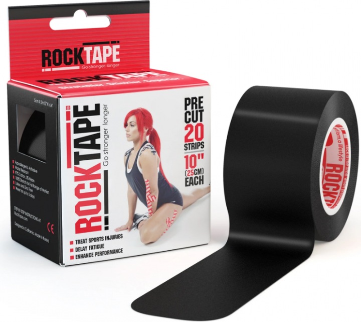 Produktbild Rock Tape Pre-Cut Schwarz 20 Streifen (1 Stk) (5 m)