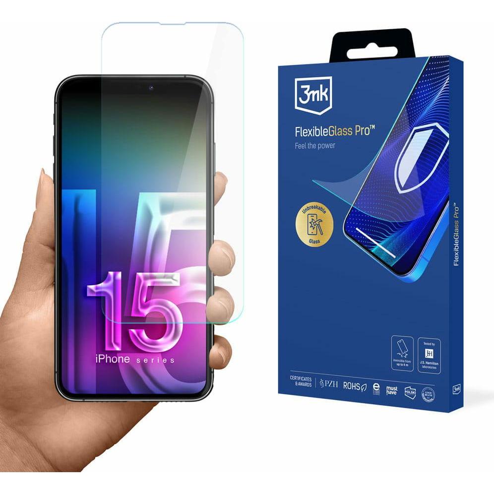 3MK FlexibleGlass Pro (1 Stück, Apple iPhone 15), Smartphone Schutzfolie