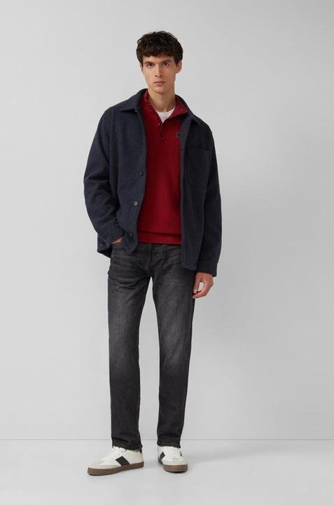 Produktbild s.Oliver Strickpullover Strickpullover aus Baumwolle mit Troyer-Kragen und Strukturmix (L)