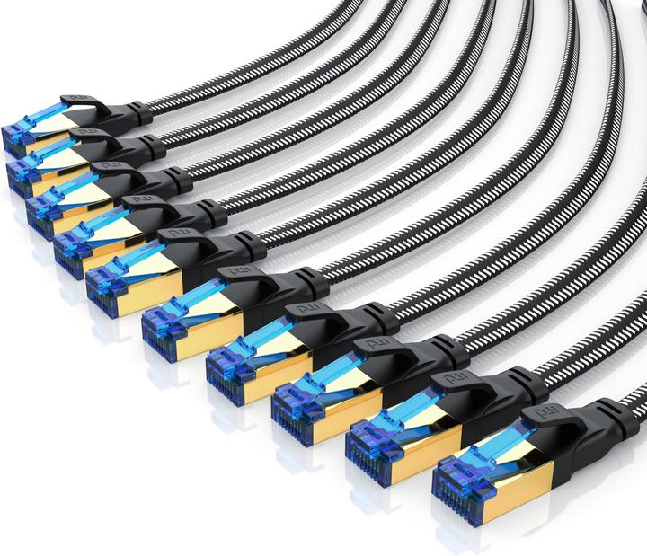 Actual product image Primewire 10x CAT 7 Netzwerkkabel Flach Baumwollmantel, LAN Patchkabel Datenkabel, Flachbandkabel Verlegekabel (PiMF, U/FTP, 0.50 m)