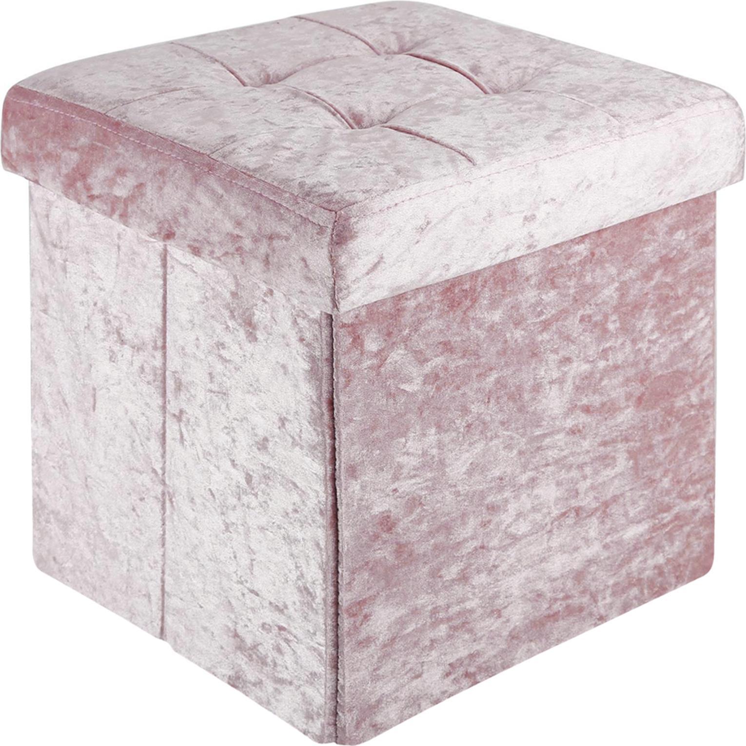 Intirilife, Hocker + Pouf, Sitzwürfel Samt Rosé