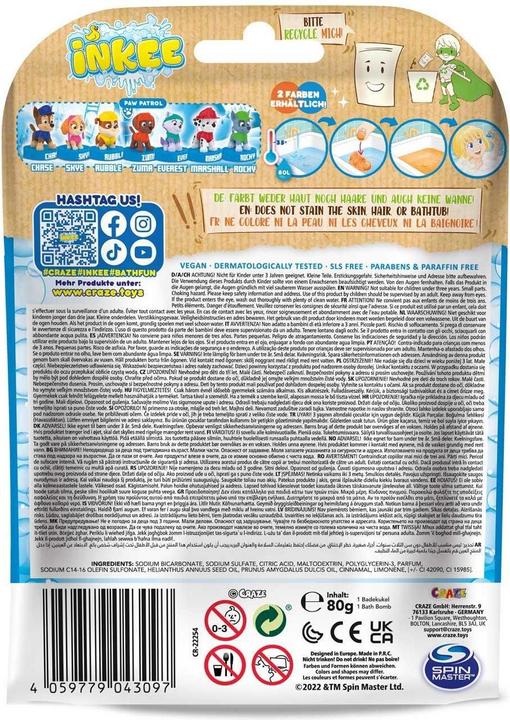 Actual product image Craze Bath Bomb Paw Patrol