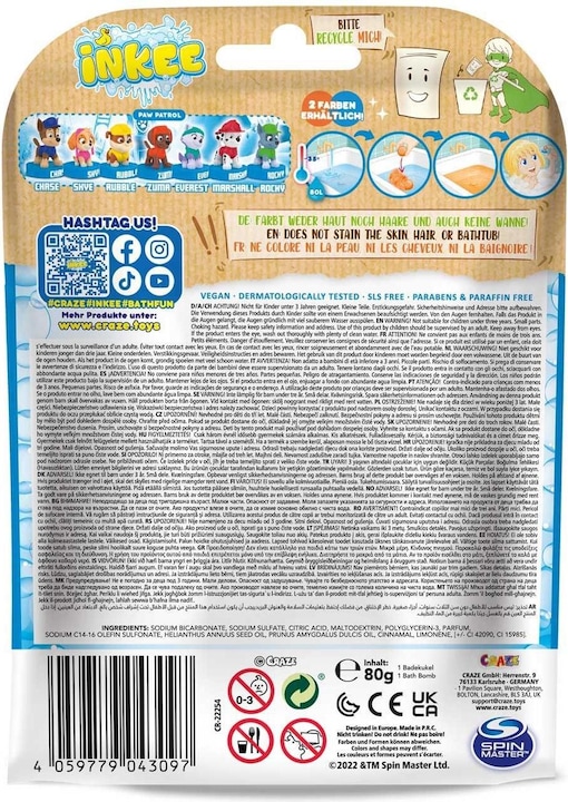 Image du produit Craze Boule de bain à débordement Inkee Paw Patrol